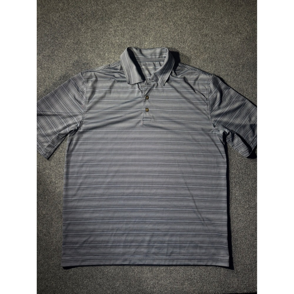 PGA TOUR Polo Shirt Mens L Blue Excellent Striped Short Sleeve Golf Top - Picture 1 of 7